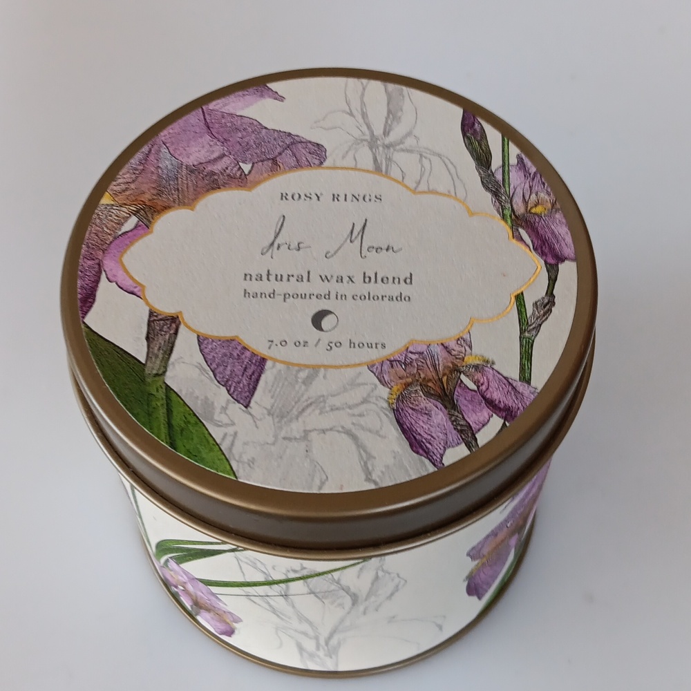 Rose Rings Natural Wax Blend Candle Iris Moon scent 7.0oz Unused